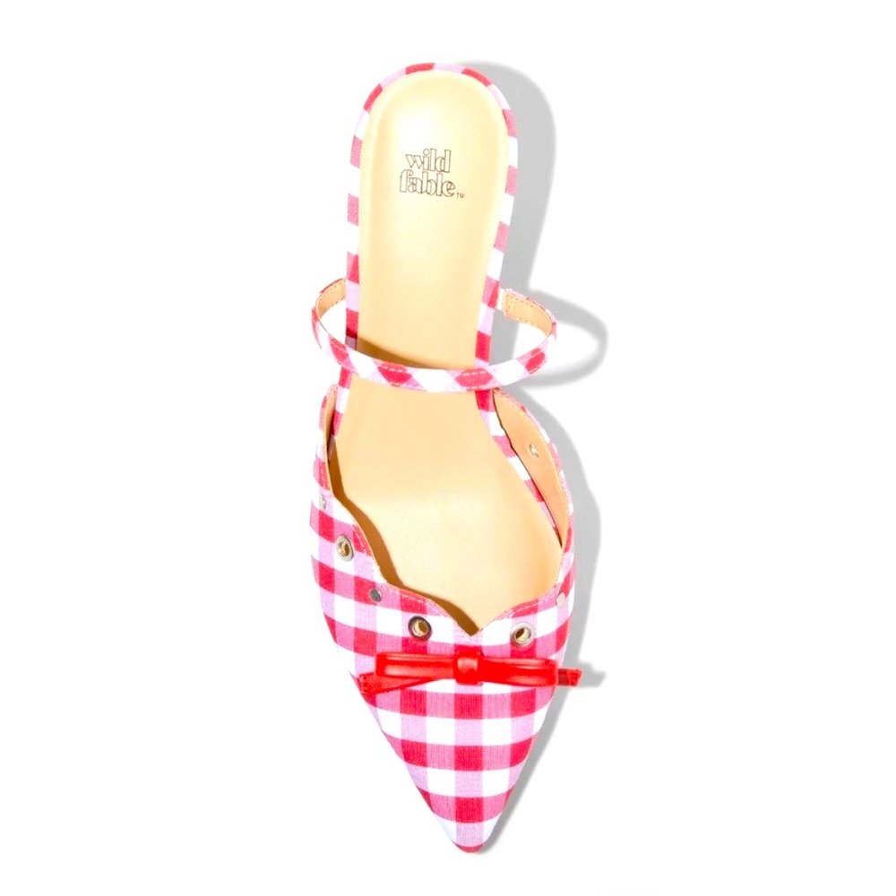 Women's Lysandra Gingham Eyelet Kitten Heels - Wild Fable Red 9.5 - Picture 3 of 4